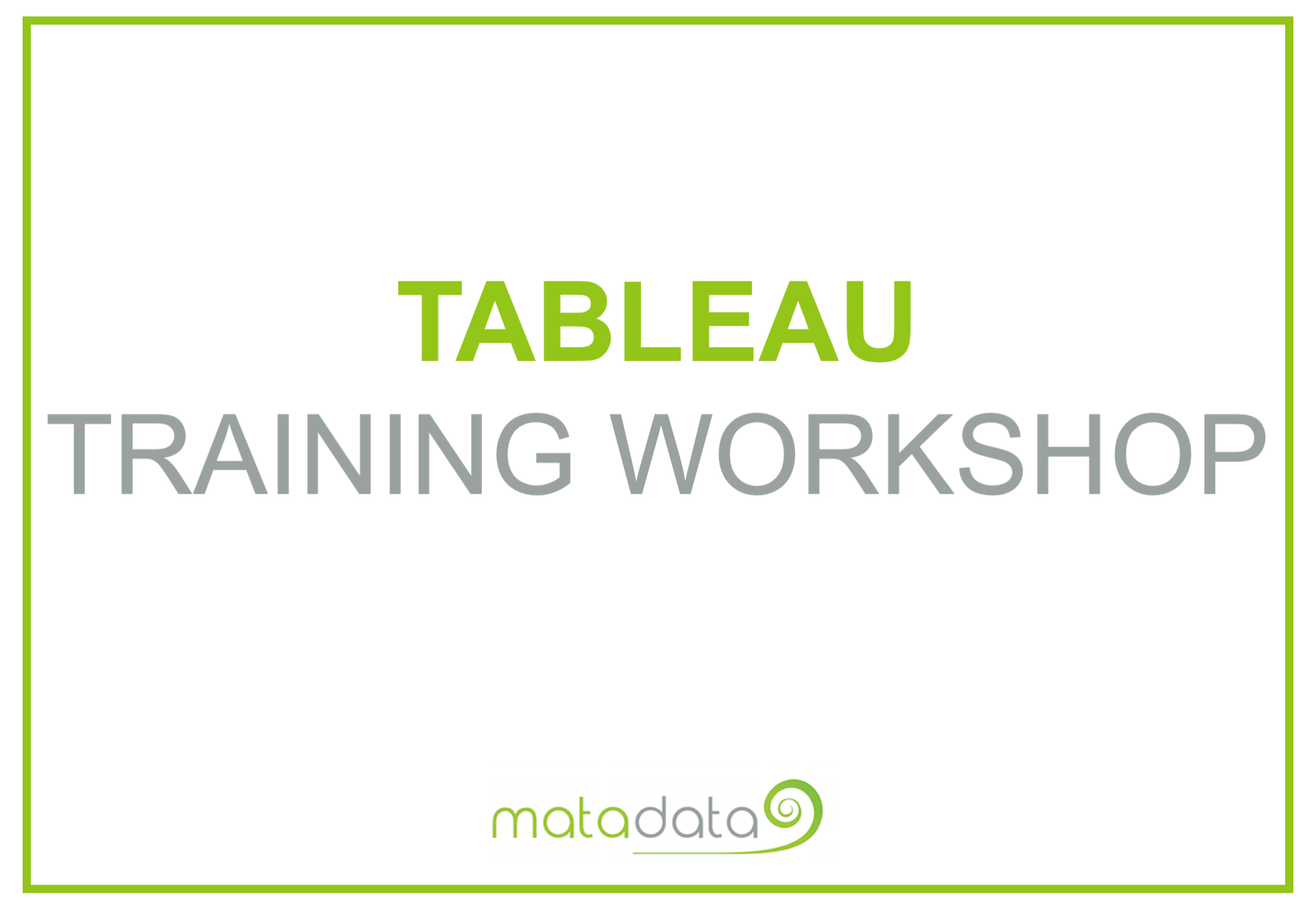 Tableau Training Workshop